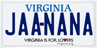 VA license plate JAANANA