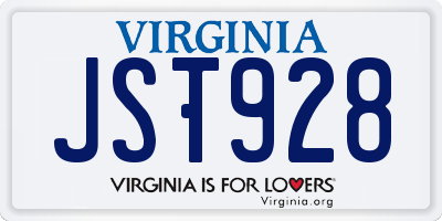 VA license plate JST928