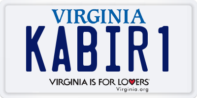 VA license plate KABIR1