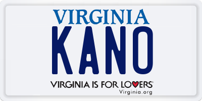 VA license plate KANO