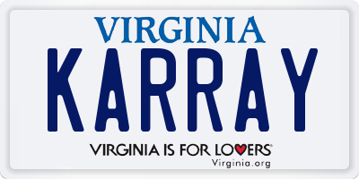 VA license plate KARRAY