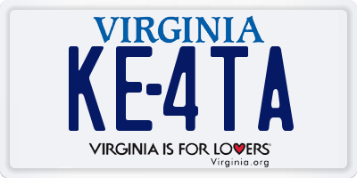 VA license plate KE4TA