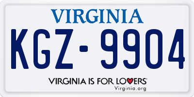 VA license plate KGZ9904