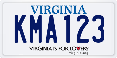VA license plate KMA123