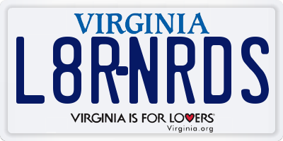VA license plate L8RNRDS