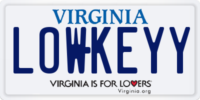 VA license plate LOWKEYY