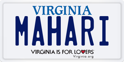 VA license plate MAHARI