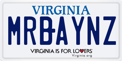 VA license plate MRBAYNZ