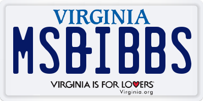 VA license plate MSBIBBS