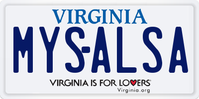 VA license plate MYSALSA