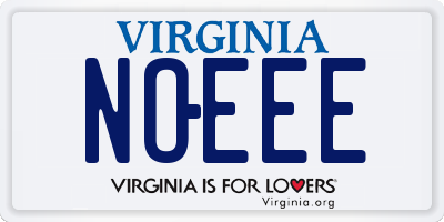 VA license plate NOEEE