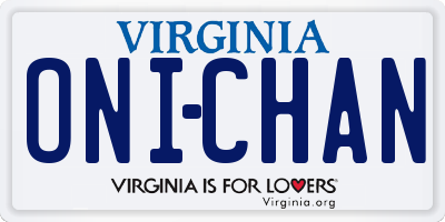 VA license plate ONICHAN