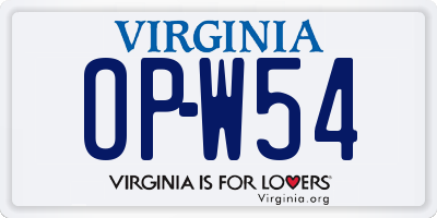 VA license plate OPW54