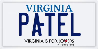 VA license plate PATEL
