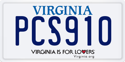 VA license plate PCS910