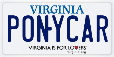 VA license plate PONYCAR