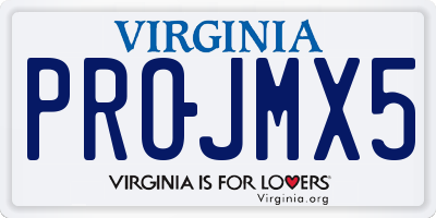 VA license plate PROJMX5
