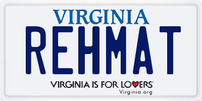 VA license plate REHMAT