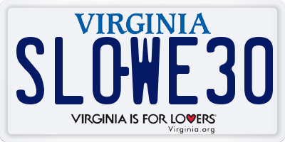 VA license plate SLOWE30