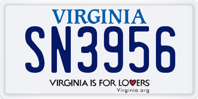 VA license plate SN3956