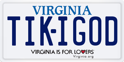 VA license plate TIKIGOD
