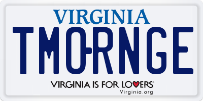 VA license plate TMORNGE
