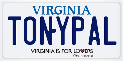 VA license plate TONYPAL