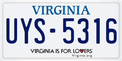 VA license plate UYS5316