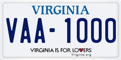VA license plate VAA1000