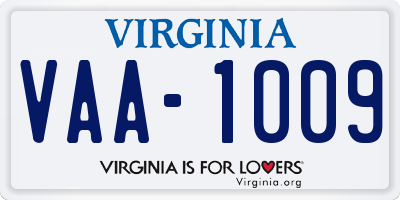 VA license plate VAA1009