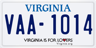 VA license plate VAA1014