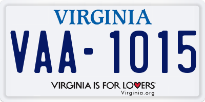 VA license plate VAA1015