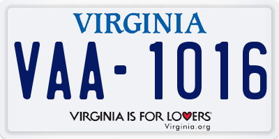 VA license plate VAA1016