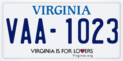 VA license plate VAA1023