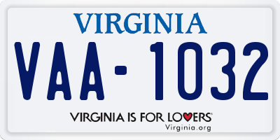 VA license plate VAA1032
