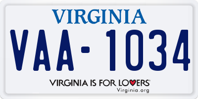 VA license plate VAA1034