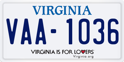 VA license plate VAA1036
