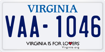 VA license plate VAA1046