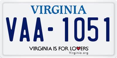 VA license plate VAA1051