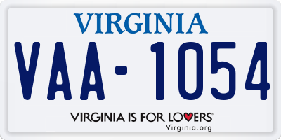 VA license plate VAA1054