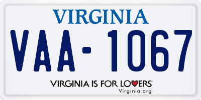 VA license plate VAA1067