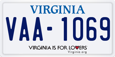 VA license plate VAA1069