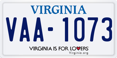 VA license plate VAA1073