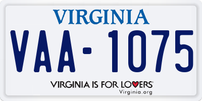 VA license plate VAA1075