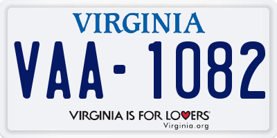 VA license plate VAA1082