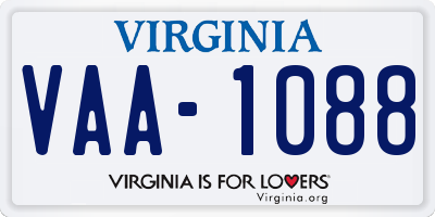 VA license plate VAA1088