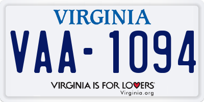 VA license plate VAA1094