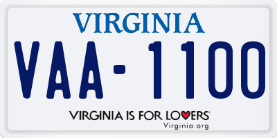 VA license plate VAA1100