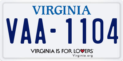 VA license plate VAA1104