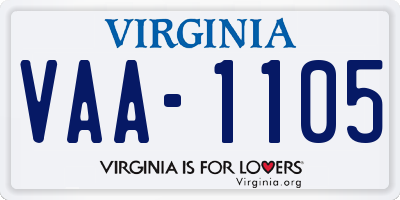 VA license plate VAA1105